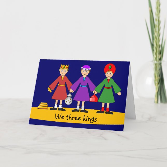 Tarjeta Festiva Natividad infantil - Tres reyes (Anverso)