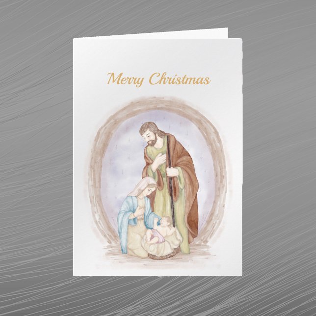 Tarjeta Festiva Natividad Jesús María José Acuarela (Subido por el creador)