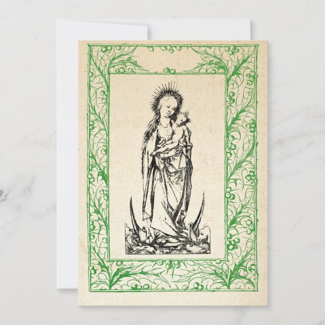 Tarjeta Festiva Natividad medieval María y Jesús Festividad de la  (Anverso)