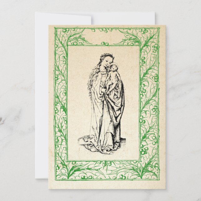 Tarjeta Festiva Natividad medieval María y Jesús Festividad de la  (Anverso)