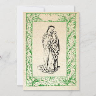 Tarjeta Festiva Natividad medieval María y Jesús Festividad de la 