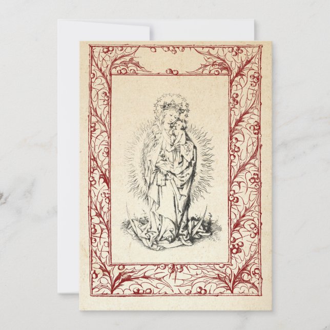 Tarjeta Festiva Natividad medieval María y Jesús Festividad de la  (Anverso)