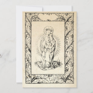 Tarjeta Festiva Natividad medieval María y Jesús Frontera Sagrada 