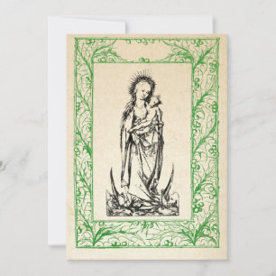 Tarjeta Festiva Natividad medieval María y Jesús Frontera Sagrada 