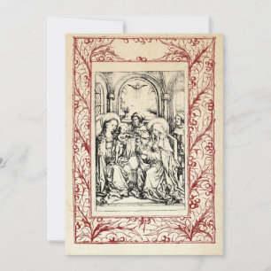Tarjeta Festiva Natividad medieval María y Jesús Frontera Sagrada 