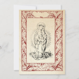 Tarjeta Festiva Natividad medieval María y Jesús Frontera Sagrada 