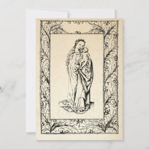 Tarjeta Festiva Natividad medieval María y Jesús Frontera Sagrada 