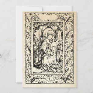 Tarjeta Festiva Natividad medieval María y Jesús Frontera sagrada 