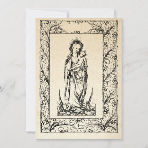 Tarjeta Festiva Natividad medieval María y Jesús Frontera Sagrada 