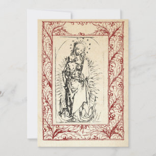 Tarjeta Festiva Natividad medieval María y Jesús Frontera Sagrada 