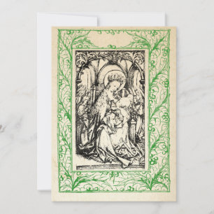 Tarjeta Festiva Natividad medieval María y Jesús Frontera Sagrada 
