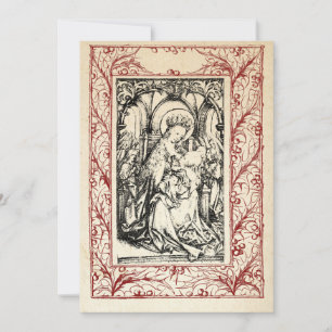 Tarjeta Festiva Natividad medieval María y Jesús Santo Borde Festi