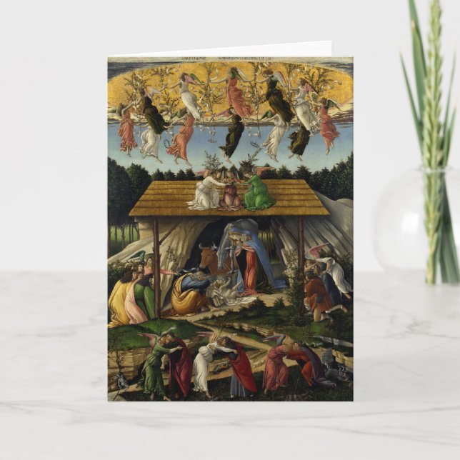 Tarjeta Festiva Natividad mística de Sandro Botticelli (Anverso)