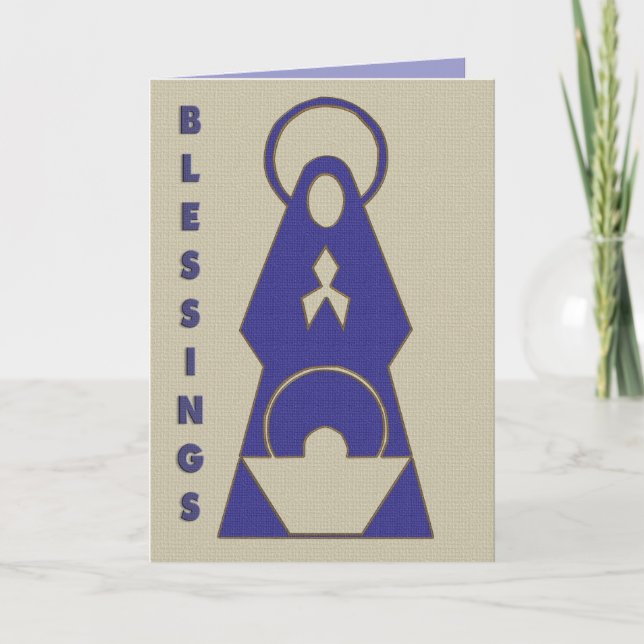 Tarjeta Festiva Natividad Navidades Diseño moderno azul (Anverso)