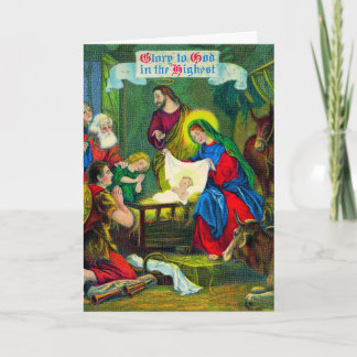Tarjeta Festiva Natividad navideña vintage