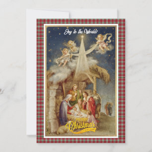 Tarjeta Festiva Natividad Navideña Vintage I Clásico Religioso Hol