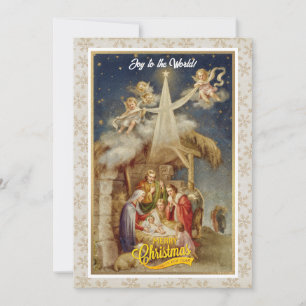 Tarjeta Festiva Natividad Navideña Vintage I Clásico Religioso Hol
