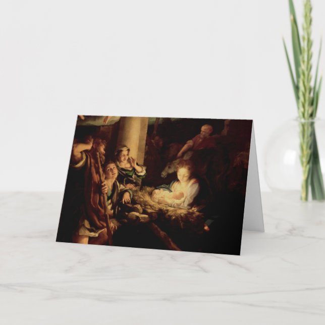 Tarjeta Festiva Natividad - Noche Santa - Correggio - Renacimiento (Anverso)