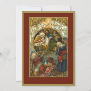 Tarjeta Festiva Natividad religiosa Jesús María José Tres Reyes