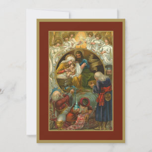 Tarjeta Festiva Natividad Religiosa Jesús María José Tres Reyes