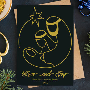 Tarjeta Festiva Natividad Religiosa Navideña Plana Elegante