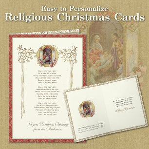 Tarjeta Festiva Natividad Religiosa Noche Silenciosa Jesús en Pese