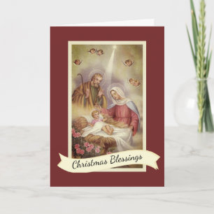 Tarjeta Festiva Natividad Vacacional Religiosa Vintage