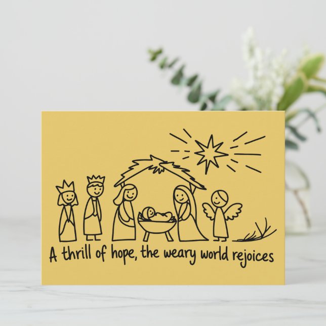 Tarjeta Festiva Nativity Christmas Christian Family Matching  (Anverso de pie)