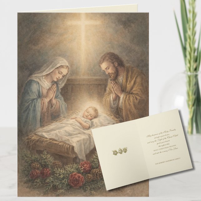 Tarjeta Festiva Nativity Christmas Holy Family Catholic (Subido por el creador)