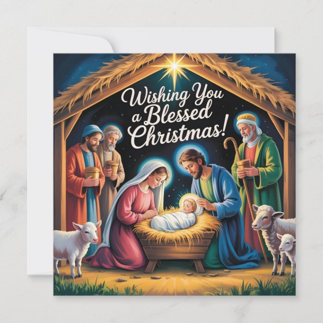 Tarjeta Festiva Nativity Scene Christmas Greeting (Anverso)