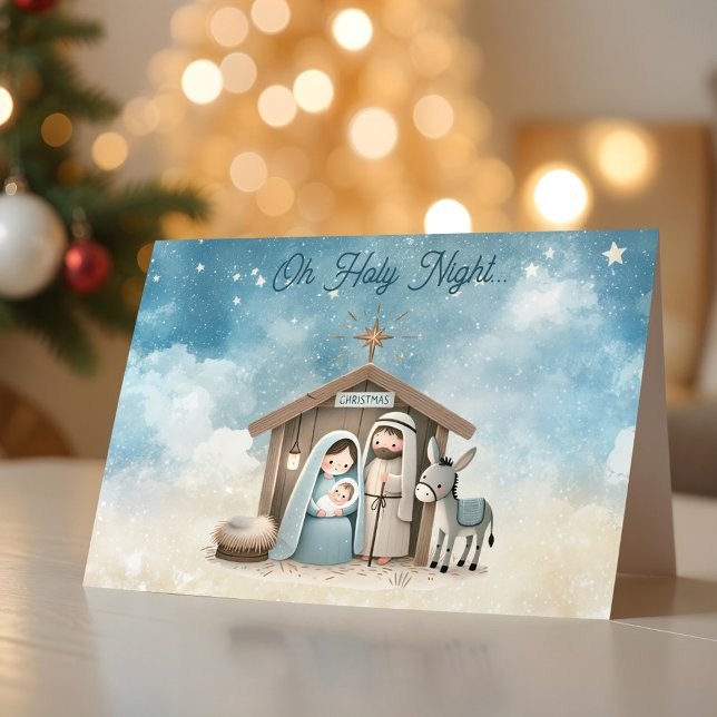 Tarjeta Festiva Nativity Scene Oh Holy Night Christmas Card (Nativity Scene Oh Holy Night Christmas Card)