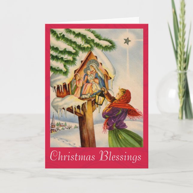 Tarjeta Festiva Nativity Shrine Greeting (Anverso)