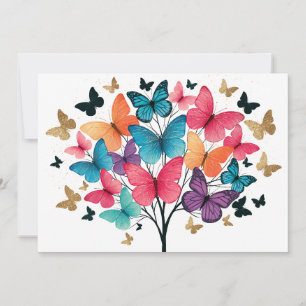 Tarjeta Festiva Naturaleza caprichosa Mariposa Árbol de la Vida