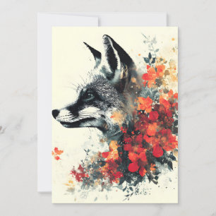 Tarjeta Festiva Naturaleza de vida silvestre Boho Floral Fox