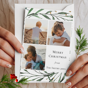 Tarjeta Festiva Naturaleza del invierno   Foliage verde de oro de 