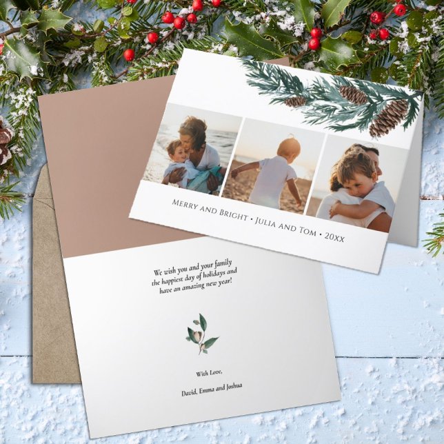 Tarjeta Festiva Naturaleza del invierno| Sucursal de conos de colo (Subido por el creador)