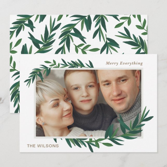 Tarjeta Festiva Naturaleza Deseos Botánicos Foto de oro (Anverso / Reverso)