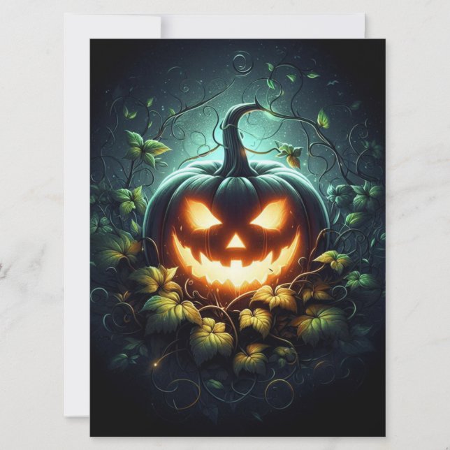 Tarjeta Festiva Naturaleza espeluznante calabaza de Halloween bril (Anverso)