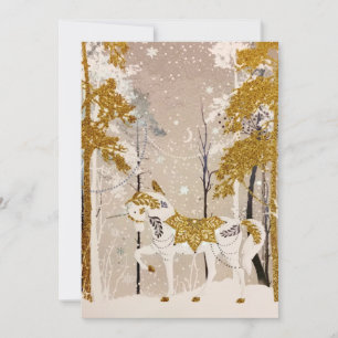 Tarjeta Festiva Naturaleza unicorniana del bosque de nieve mágico 