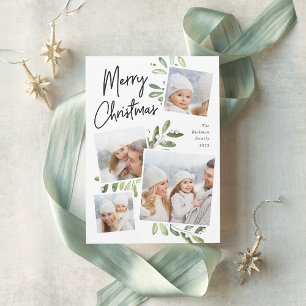 Tarjeta Festiva Naturally Joyful   Christmas Photo Collage