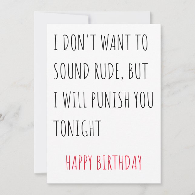 Tarjeta Festiva Naughty Funny Happy Birday Card para él y ella (Anverso)