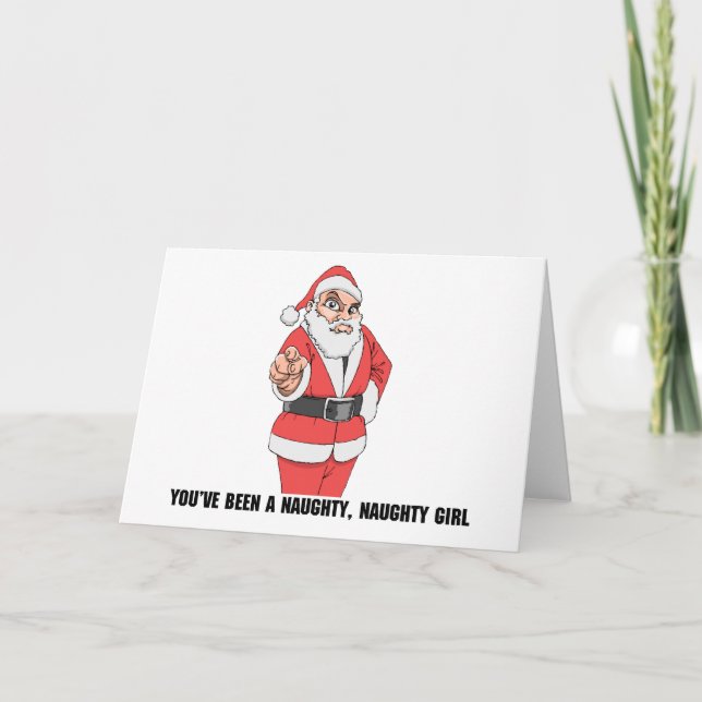 Tarjeta Festiva Naughty Naughty Girl (Anverso)