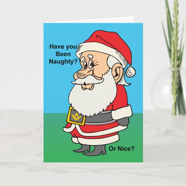 Tarjeta Festiva Naughty o Nice Mason (Anverso)