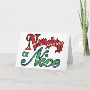 TARJETA FESTIVA NAUGHTY O NICE-U SABEN QUÉ "YO" PREFIERE=NAVIDADES