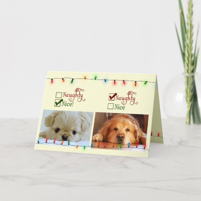 Tarjeta Festiva Naughty or Nice (Anverso)