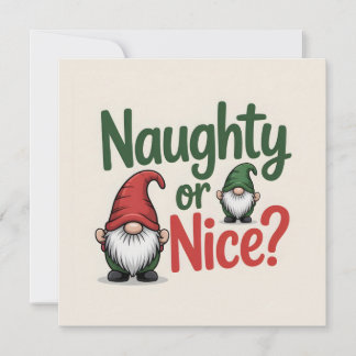 Tarjeta Festiva Naughty or Nice Christmas Graphic: Cute Gnomes