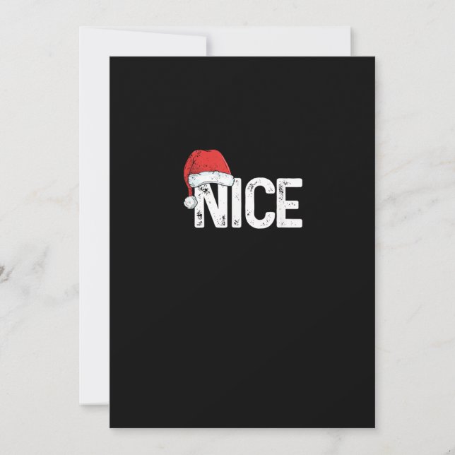 Tarjeta Festiva Naughty Or Nice Matching Christmas Funny Design (Anverso)