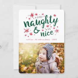 Tarjeta Festiva Naughty y Nice Funny Holiday Photo card