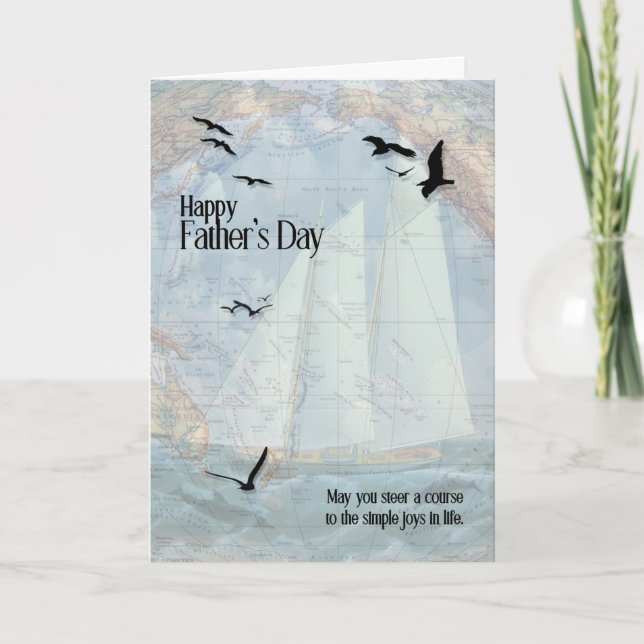 Tarjeta Festiva Náutica navegando por el día del padre del mar (Anverso)