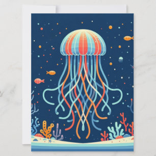 Tarjeta Festiva náutica/playa/medusas costeras